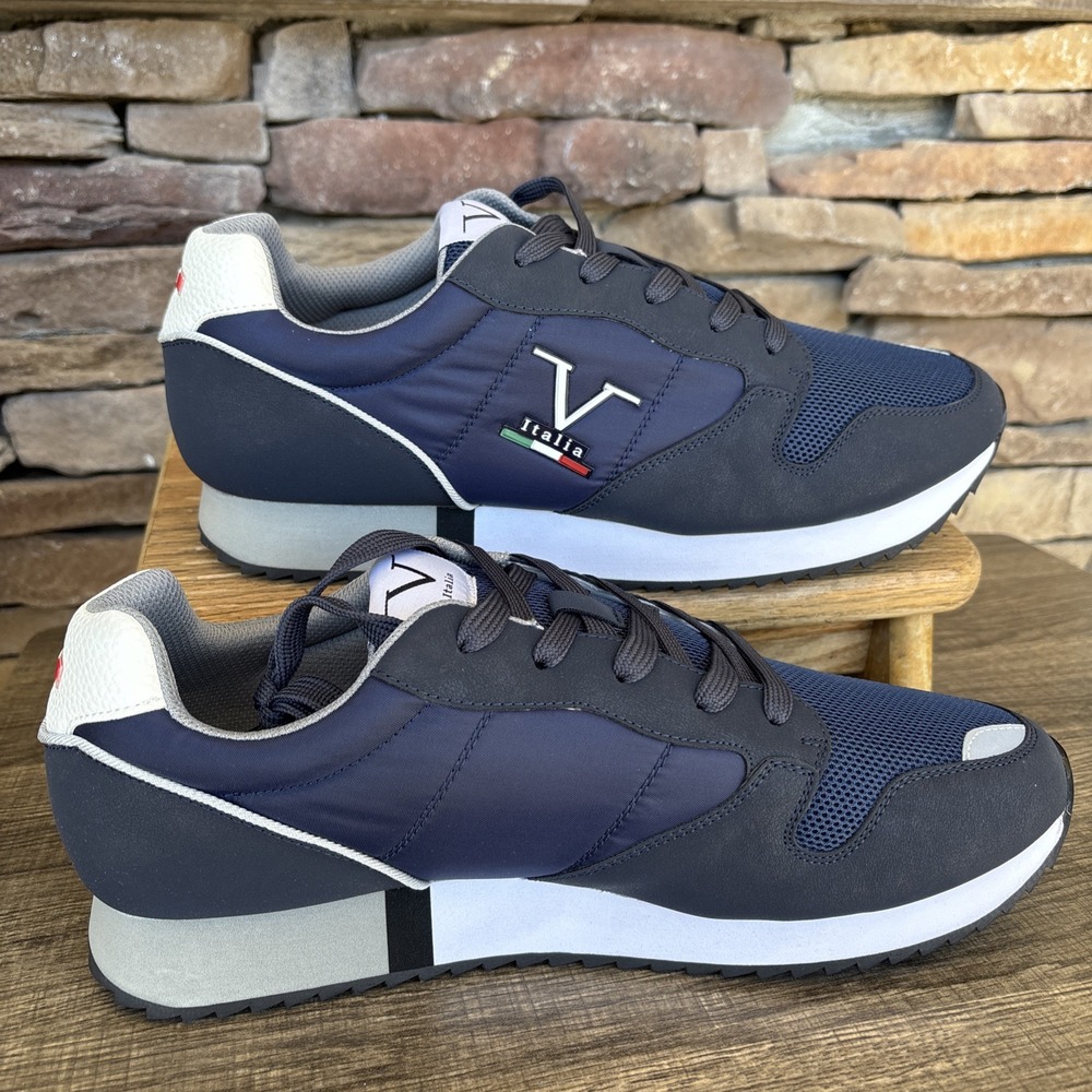V Italia Men's Lace Up Suede Polyester Mesh Lace Up Running Shoes. US 13 Dk Blue